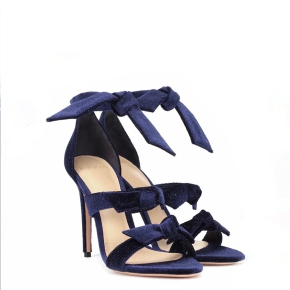 Alexandre Birman Blue Lolita Velvet Shimmer Sandals
